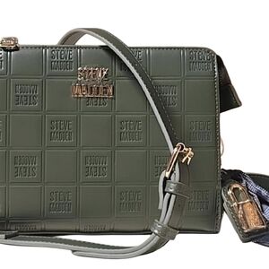 Steve Madden Olive Embossed Logo Crossbody Bag